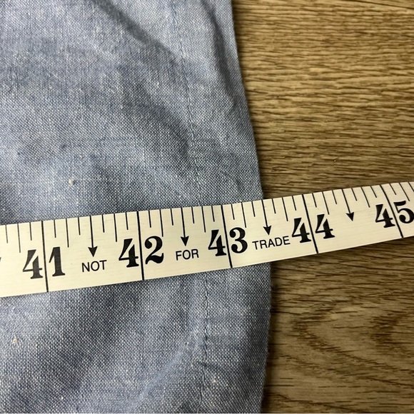 Blue chambray Lace crochet pearl floral patchwork vintage with pocket size large - Picture 8 of 10